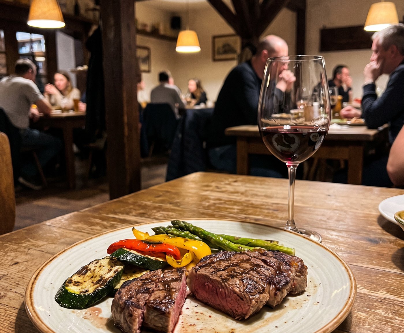 Nakrájený steak – večeře v restauraci